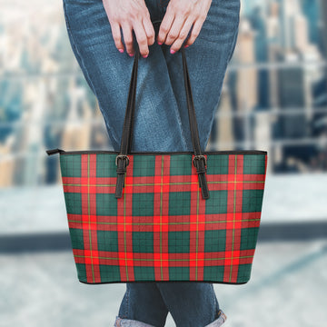 Ulster Red Tartan Leather Tote Bag