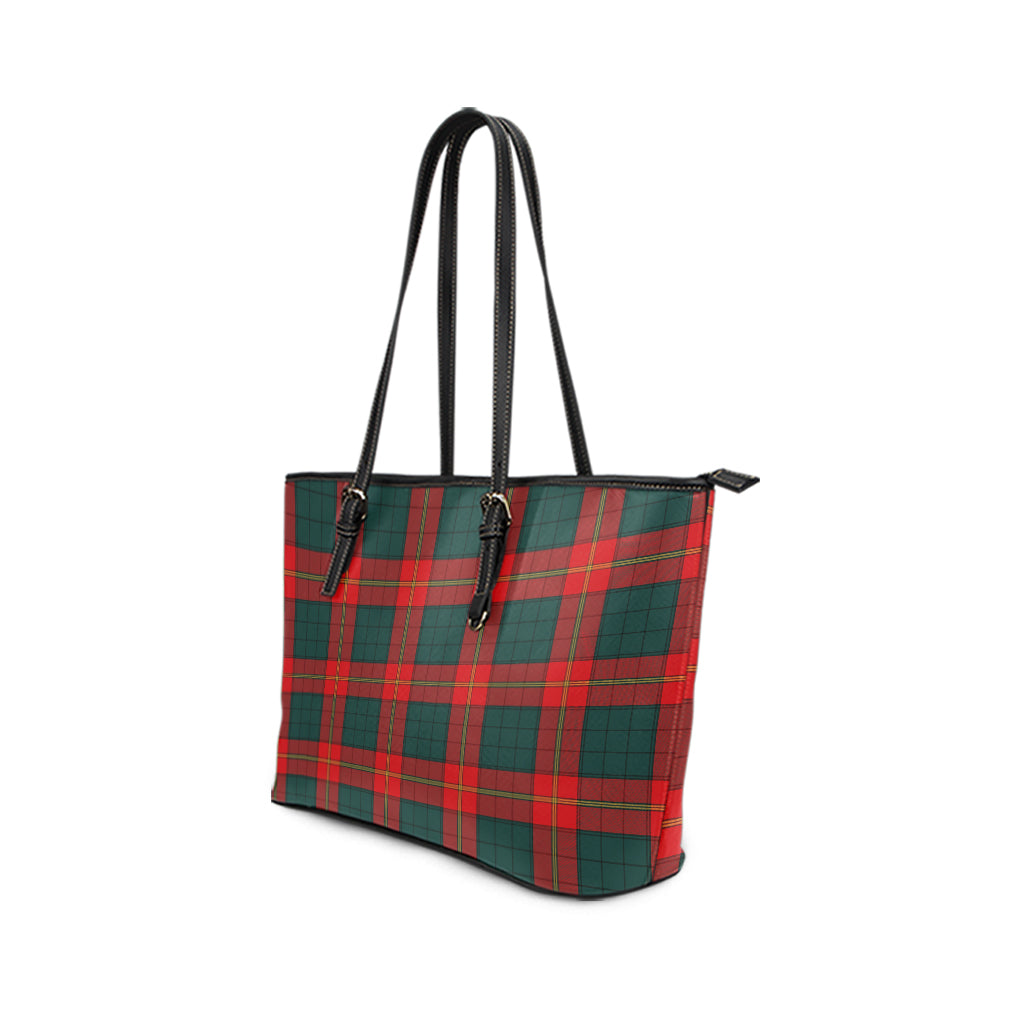 Tartan Vibes Clothing Ulster Red Tartan Leather Tote Bag
