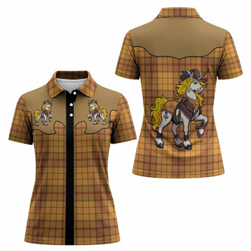 Ulster Tartan Women Polo Shirt Rodeo Unicorn Retro Style