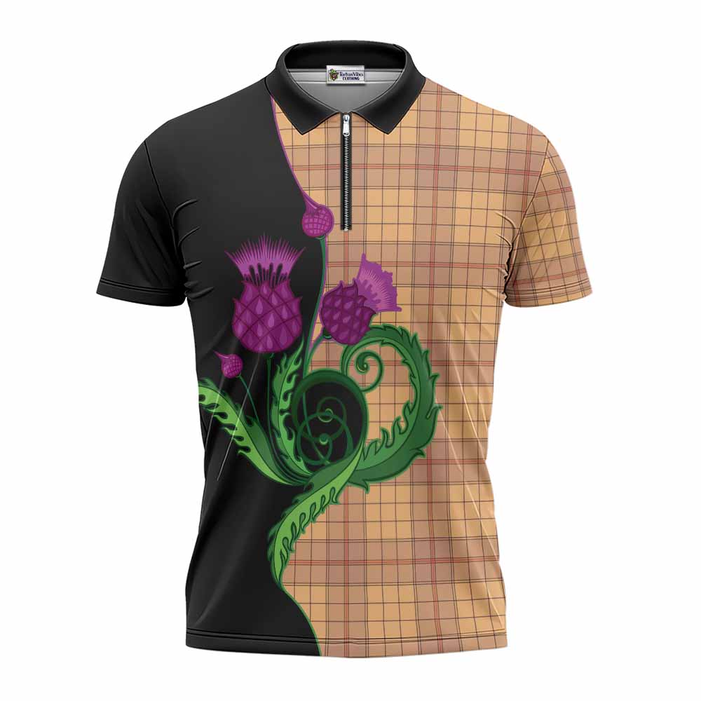 Ulster Tartan Zipper Polo Shirt Traditional Scottish Thistle