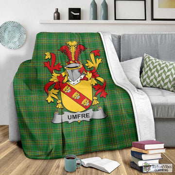 Tartan Vibes Clothing Umfre Irish Clan Tartan Blanket with Coat of Arms