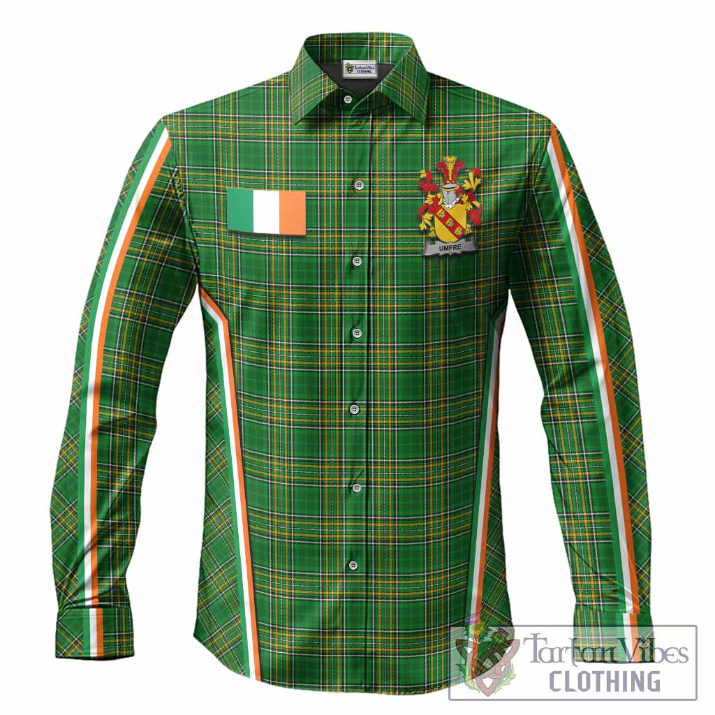 Umfre Irish Clan Coat of Arm Tartan Long Sleeve Button Shirts Flag Style