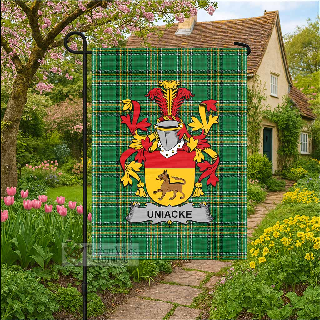 Uniacke Irish Clan Tartan Flag with Coat of Arms