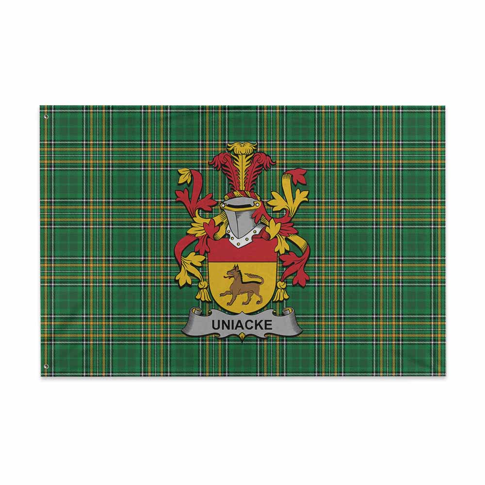 Tartan Vibes Clothing Uniacke Irish Clan Tartan House Flag with Coat of Arms
