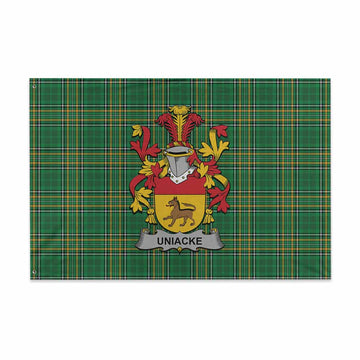 Tartan Vibes Clothing Uniacke Irish Clan Tartan House Flag with Coat of Arms
