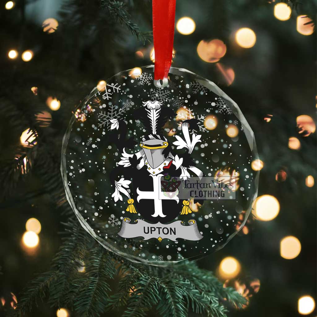 Tartan Vibes Clothing Upton Irish Clan Christmas Glass Ornament with Coat of Arms