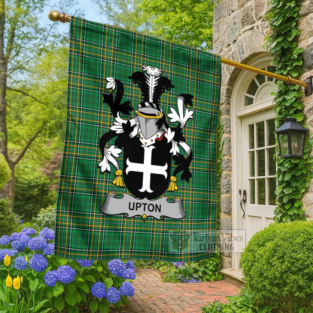 Upton Irish Clan Tartan Flag with Coat of Arms