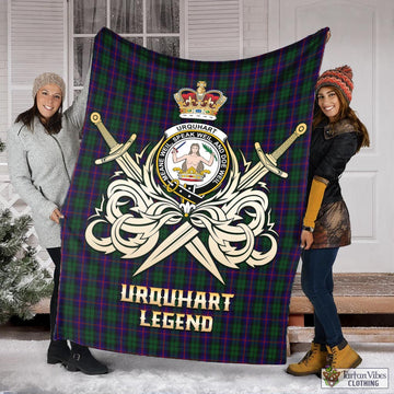 Urquhart Tartan Blanket with Clan Crest and the Golden Sword of Courageous Legacy