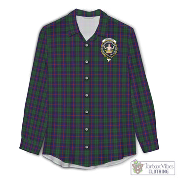 Tartan Vibes Clothing Urquhart Tartan Womens Casual Shirt with Family Crest