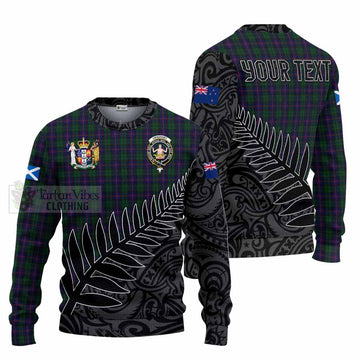 Tartan Vibes Clothing Urquhart Crest Tartan Knitted Sweater with New Zealand Silver Fern Half Style