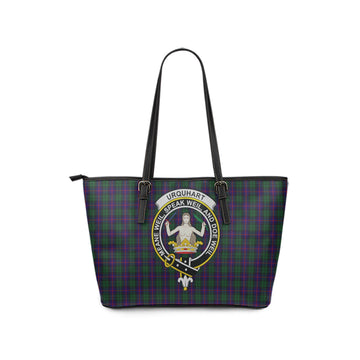 Urquhart Tartan Leather Tote Bag with Family Crest