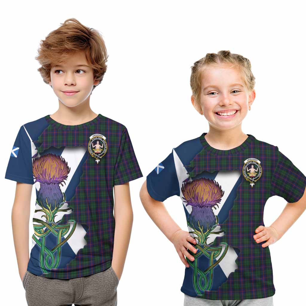 Tartan Vibes Clothing Urquhart Tartan Family Crest Kid T-Shirt Scottish Thistle Celtic Inspired
