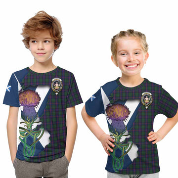Urquhart Tartan Family Crest Kid T-Shirt Scottish Thistle Celtic Inspired