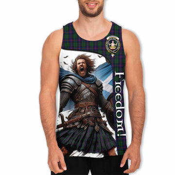 Tartan Vibes Clothing Urquhart Crest Tartan Men's Tank Top Inspired by the Freedom of Scottish Warrior