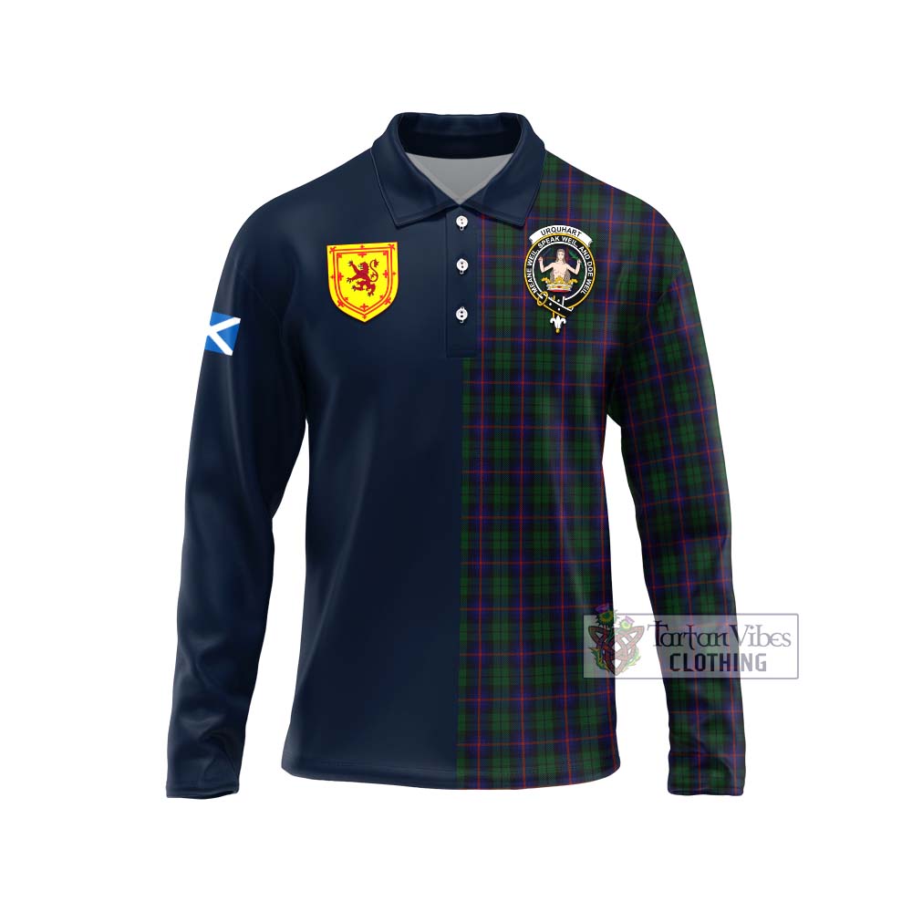 Tartan Vibes Clothing Urquhart Tartan Long Sleeve Polo Shirt with Scottish Lion Royal Arm Half Style