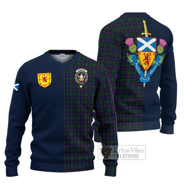 Tartan Vibes Clothing Urquhart Tartan Knitted Sweater with Scottish Lion Royal Arm Half Style