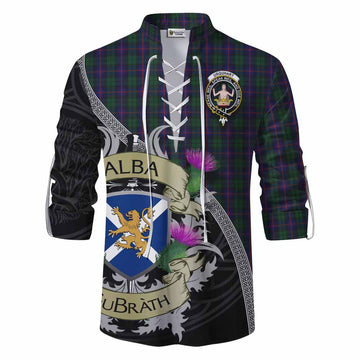 Urquhart Tartan Family Crest Ghillie Kilt Shirt Lion Rampant Royal Thistle Shield Celtic Inspired