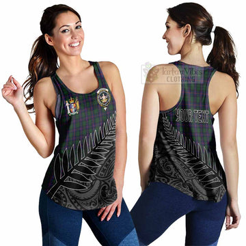 Tartan Vibes Clothing Urquhart Crest Tartan Women's Racerback Tanks with New Zealand Silver Fern Half Style