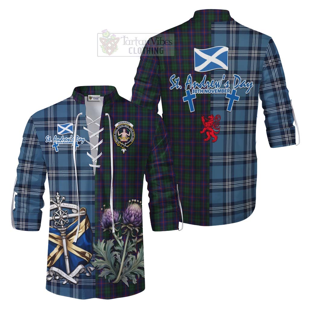 Tartan Vibes Clothing Urquhart Tartan Ghillie Kilt Shirt Happy St. Andrew's Day Half Tartan Style
