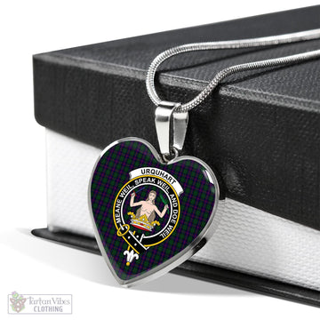 Urquhart Tartan Heart Necklace with Family Crest