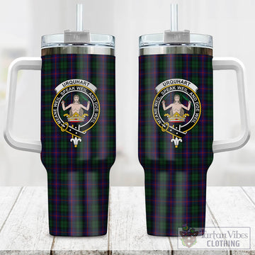 Urquhart Tartan and Family Crest Tumbler with Handle