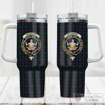 Tartan Vibes Clothing Urquhart Tartan and Family Crest Tumbler with Handle