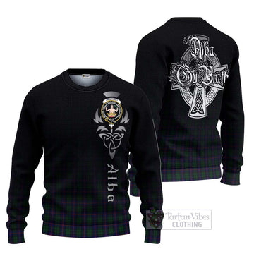 Tartan Vibes Clothing Urquhart Tartan Knitted Sweater Featuring Alba Gu Brath Family Crest Celtic Inspired