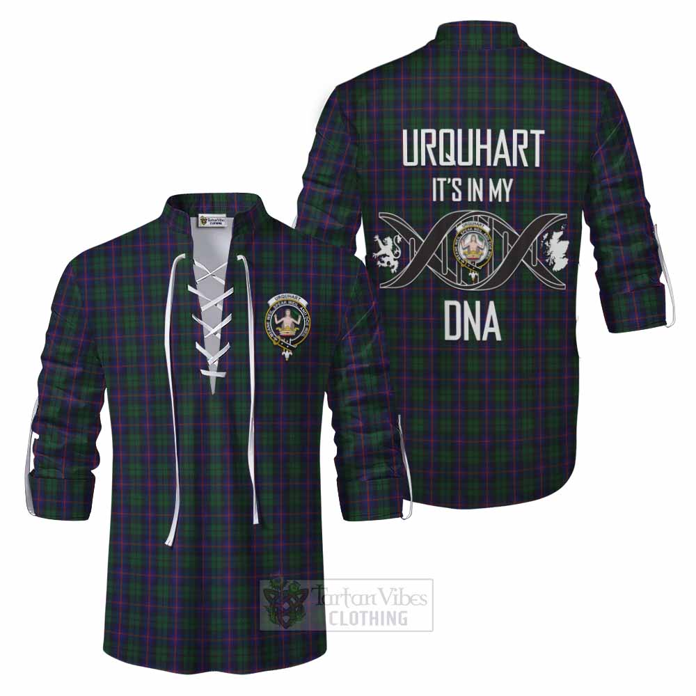 Tartan Vibes Clothing Urquhart Tartan Ghillie Kilt Shirt with Family Crest DNA In Me Style