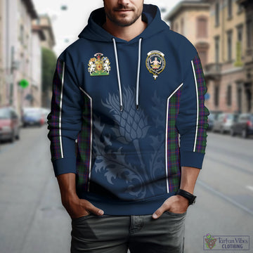 Tartan Vibes Clothing Urquhart Tartan Hoodie with Family Crest and Scottish Thistle Vibes Sport Style