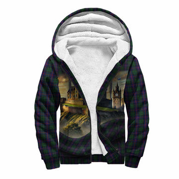 Tartan Vibes Clothing Urquhart Tartan Family Crest Sherpa Hoodie with Scottish Ancient Castle Style