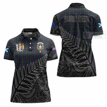 Tartan Vibes Clothing Urquhart Crest Tartan Women's Polo Shirt with New Zealand Silver Fern Half Style