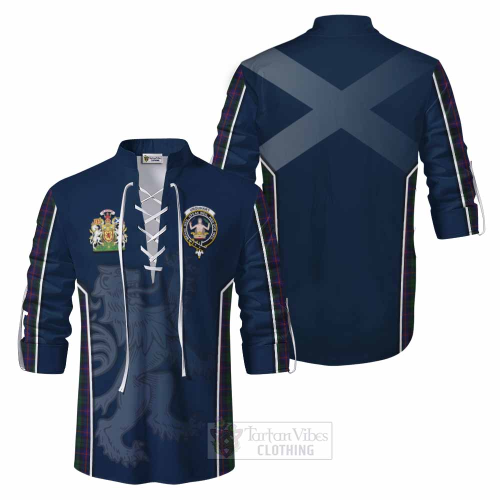 Tartan Vibes Clothing Urquhart Tartan Ghillie Kilt Shirt with Family Crest and Lion Rampant Vibes Sport Style