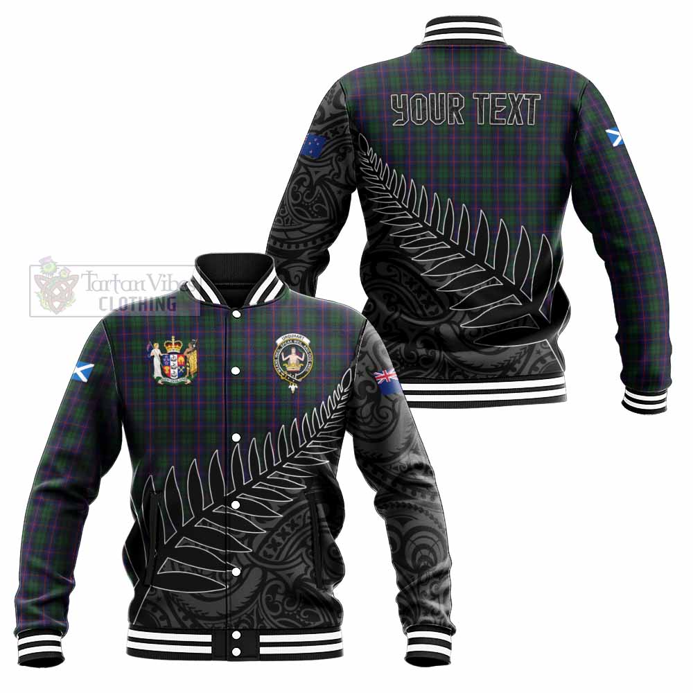 Tartan Vibes Clothing Urquhart Crest Tartan Baseball Jacket with New Zealand Silver Fern Half Style