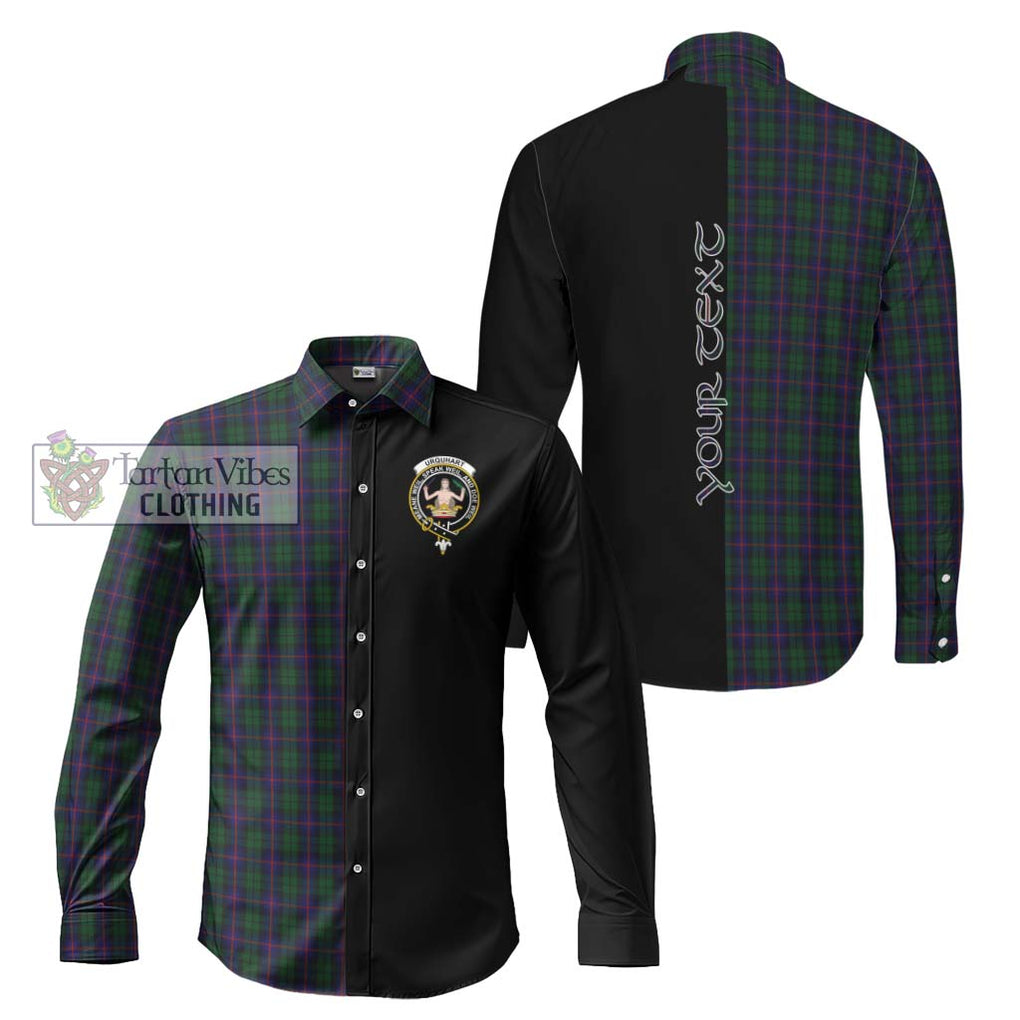 Urquhart Tartan Long Sleeve Button Shirt with Family Crest and Half Of Me Style Men's Shirt S - Tartanvibesclothing Shop
