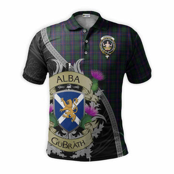 Urquhart Tartan Family Crest Polo Shirt Lion Rampant Royal Thistle Shield Celtic Inspired