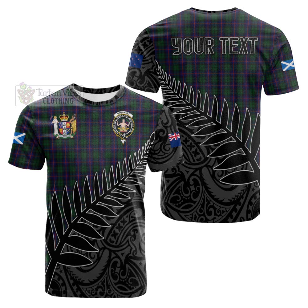 Tartan Vibes Clothing Urquhart Crest Tartan Cotton T-shirt with New Zealand Silver Fern Half Style