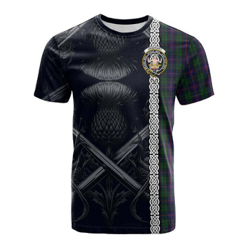 Tartan Vibes Clothing Urquhart Tartan Cotton T-shirt with Family Crest Cross Sword Thistle Celtic Vibes