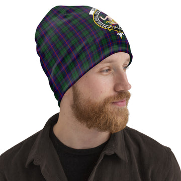 Urquhart Tartan Beanies Hat with Family Crest