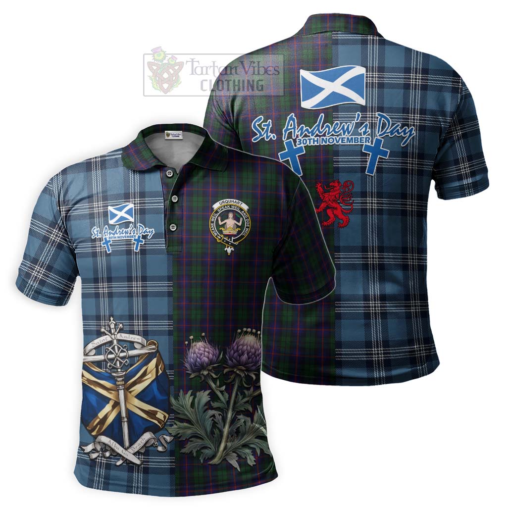 Tartan Vibes Clothing Urquhart Tartan Polo Shirt Happy St. Andrew's Day Half Tartan Style