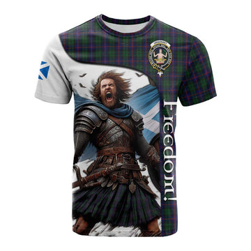 Tartan Vibes Clothing Urquhart Crest Tartan Cotton T-shirt Inspired by the Freedom of Scottish Warrior