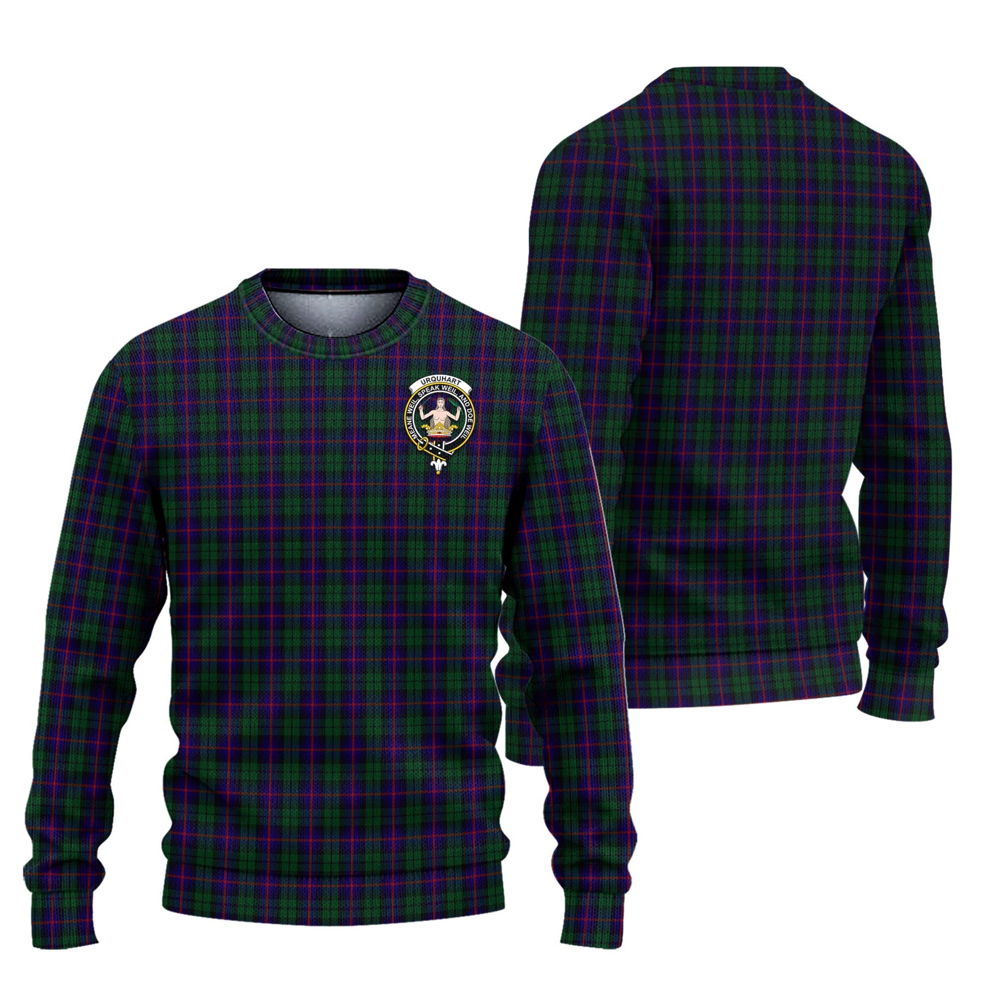 Urquhart Tartan Knitted Sweater with Family Crest Unisex - Tartanvibesclothing