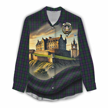 Urquhart Tartan Family Crest Women's Casual Shirt with Scottish Ancient Castle Style