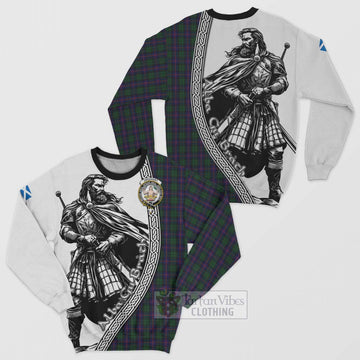 Urquhart Tartan Clan Crest Sweatshirt with Highlander Warrior Celtic Style
