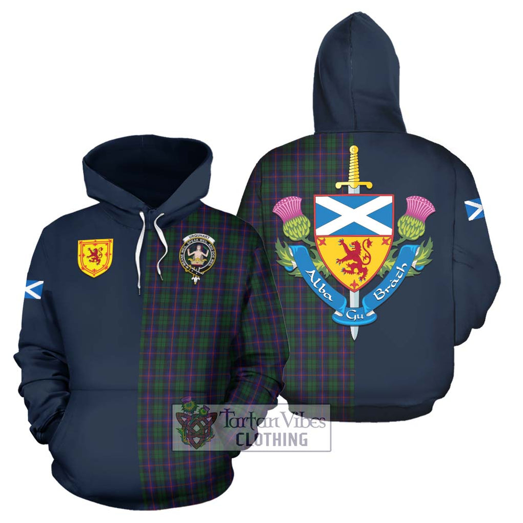 Tartan Vibes Clothing Urquhart Tartan Hoodie with Scottish Lion Royal Arm Half Style