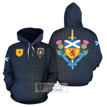 Tartan Vibes Clothing Urquhart Tartan Hoodie with Scottish Lion Royal Arm Half Style