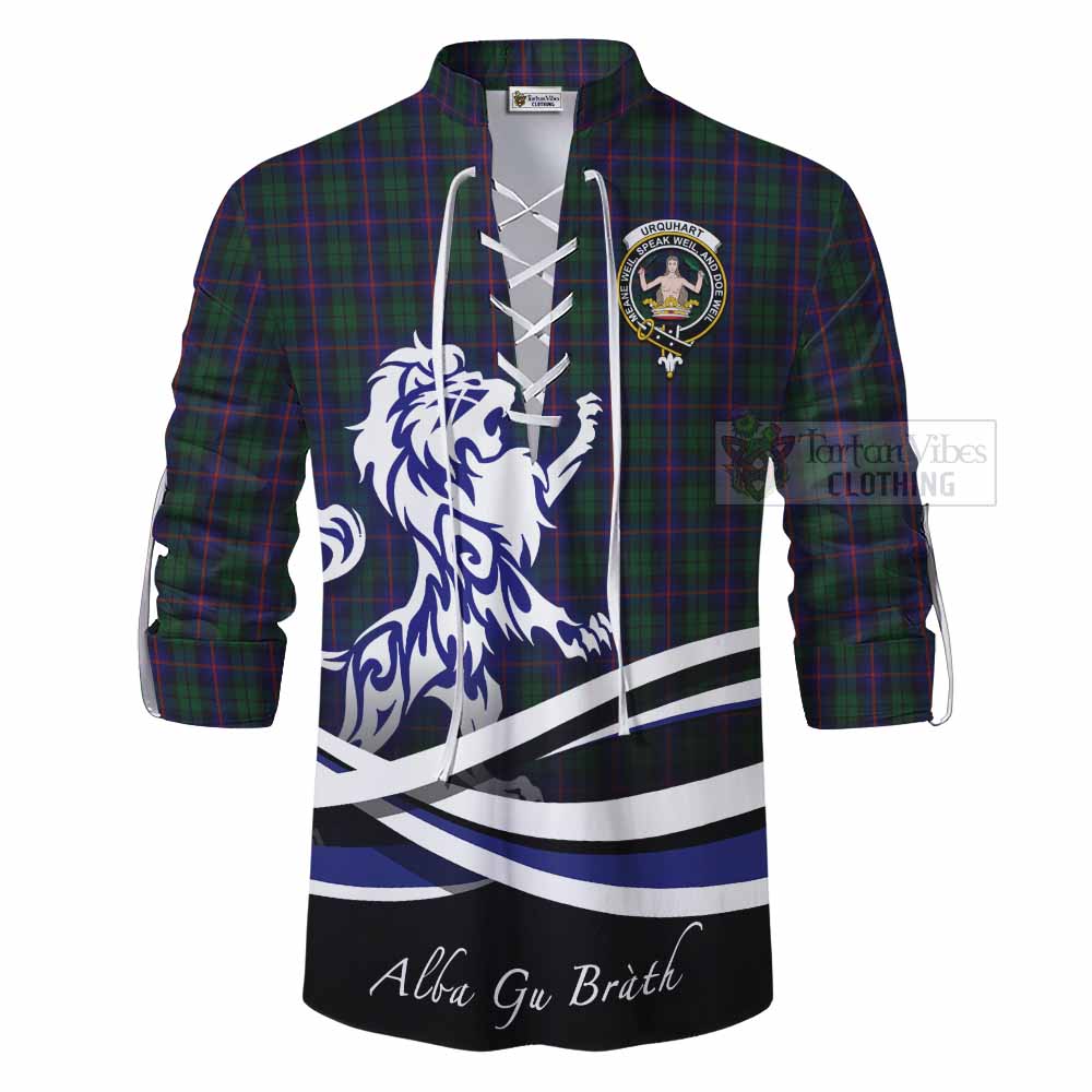 Tartan Vibes Clothing Urquhart Tartan Ghillie Kilt Shirt with Alba Gu Brath Regal Lion Emblem