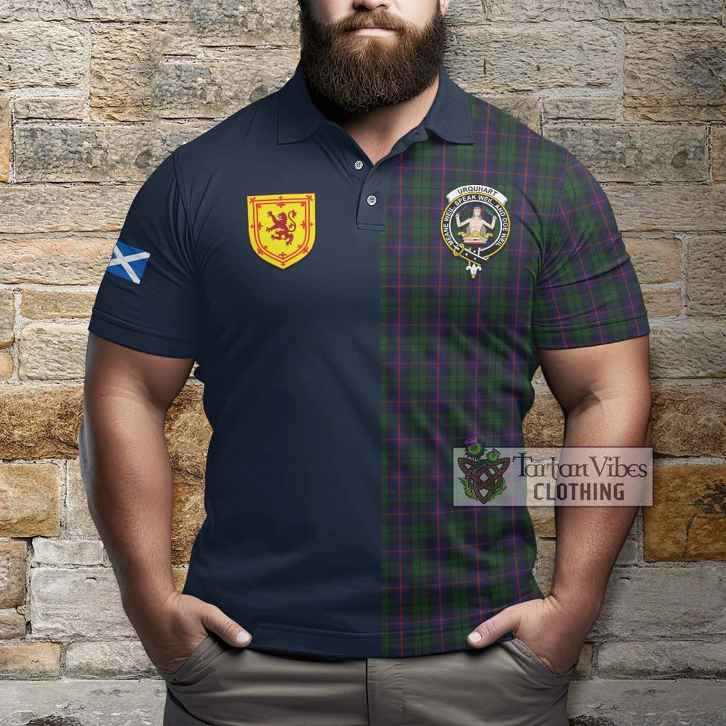 Tartan Vibes Clothing Urquhart Tartan Polo Shirt with Scottish Lion Royal Arm Half Style