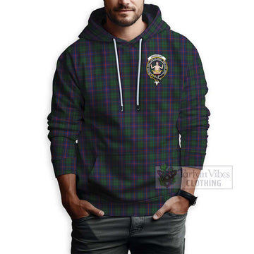 Tartan Vibes Clothing Urquhart Tartan Hoodie with Family Crest and Bearded Skull Holding Bottles of Whiskey