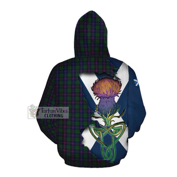 Tartan Vibes Clothing Urquhart Tartan Family Crest Cotton Hoodie Scottish Thistle Celtic Inspired