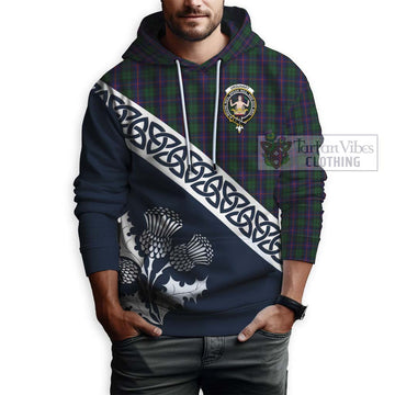 Tartan Vibes Clothing Urquhart Tartan Hoodie Featuring Thistle and Scotland Map